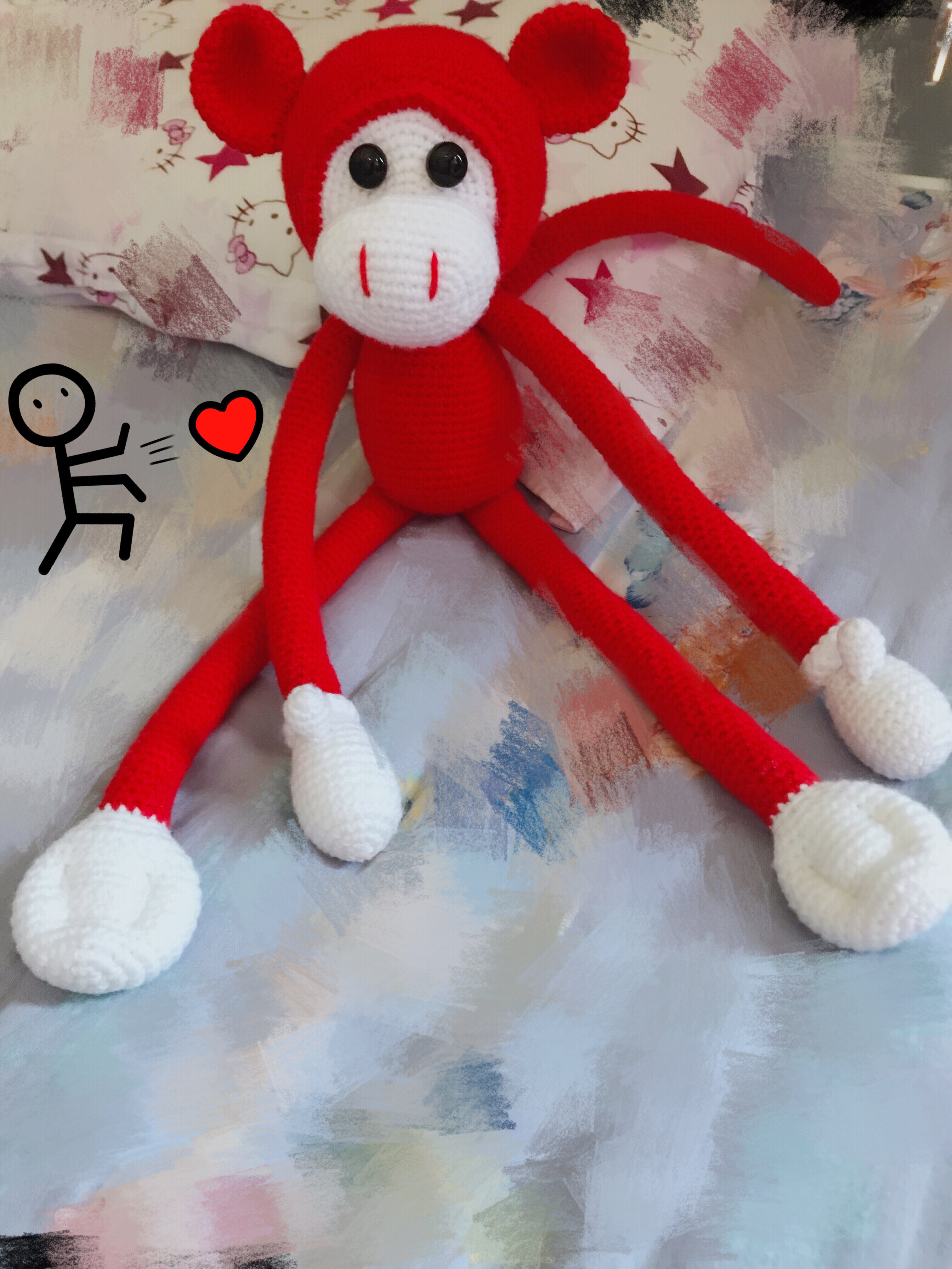 钩针编织毛线玩偶diy手工长臂猴子材料包送视频教程和图解非成品