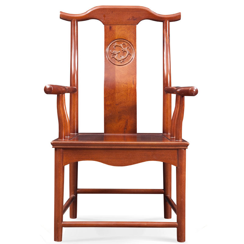 林氏木业现代中式全实木书椅书房靠背椅子复古原木办公椅ls001