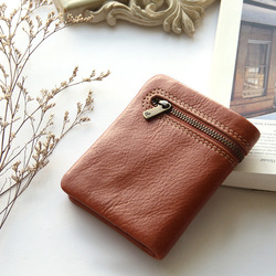 2018新品头层牛皮钱包真皮小皮夹女士拉链休闲小钱夹小巧便携款