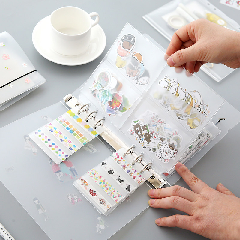 特价手账活页_创意日式贴纸收纳册简约风票据拉边手账a5a6活页手帐本