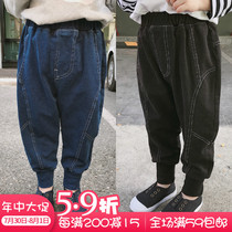 源源家2019新款春装男童微弹柔软牛仔裤哈伦裤宝宝裤子韩版小脚
