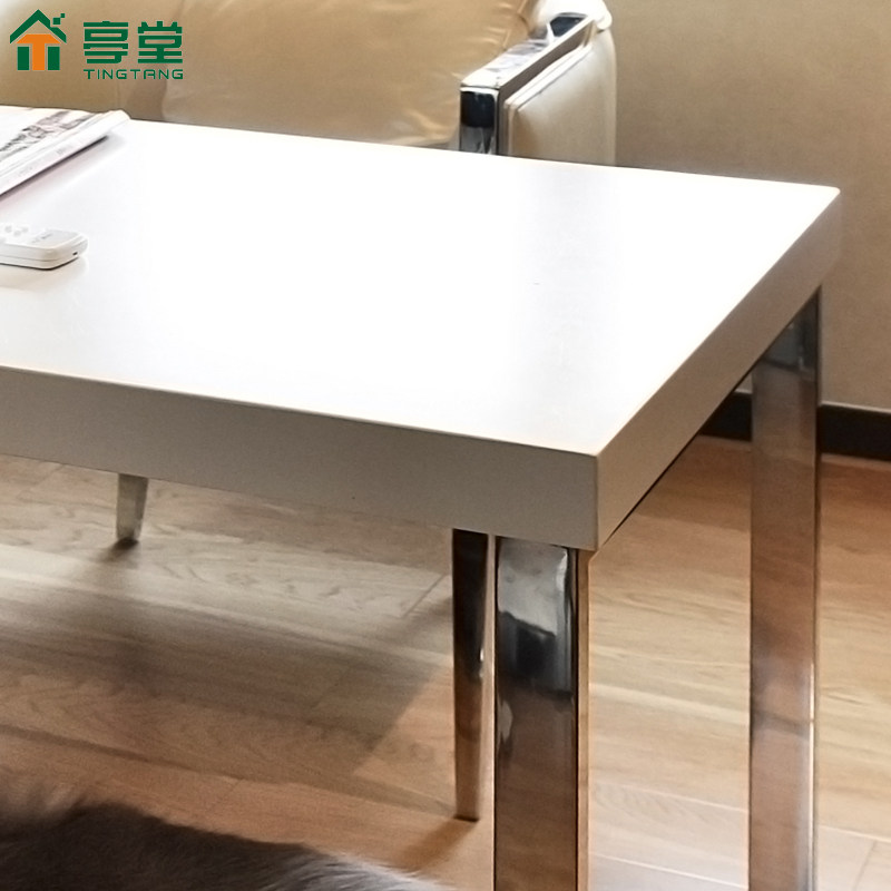 简约现代不锈钢白色钢琴烤漆书桌 样板间书房创意简易