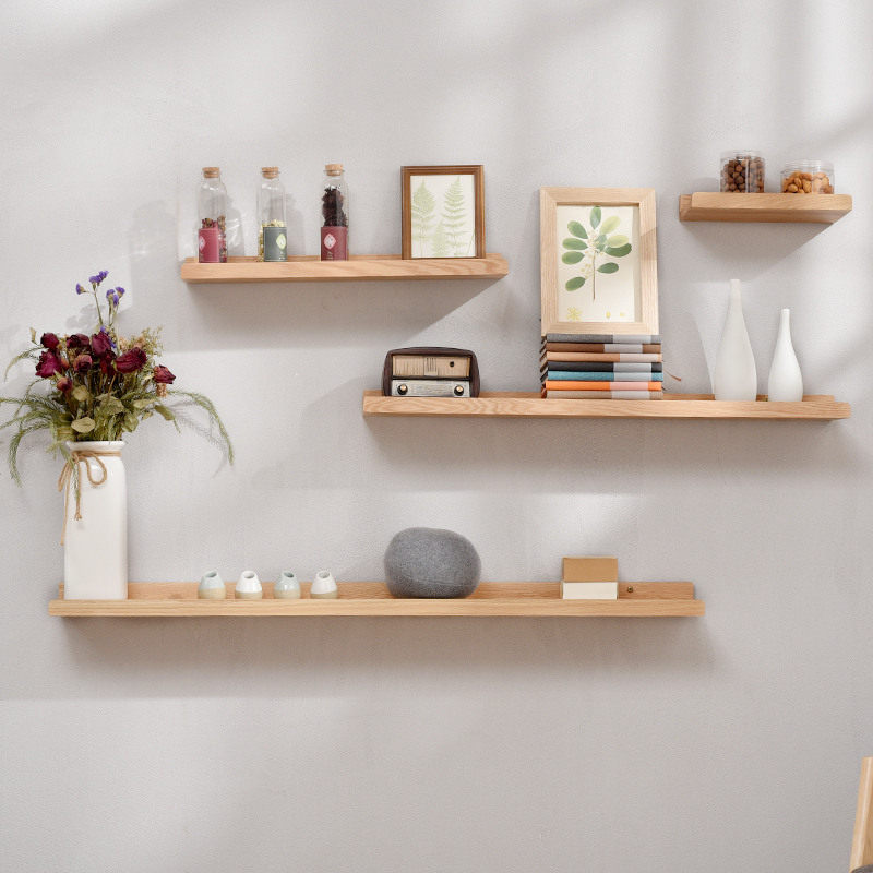 墙上置物架卧室实木客厅墙壁木板收纳搁板长方形隔板一字板置物架