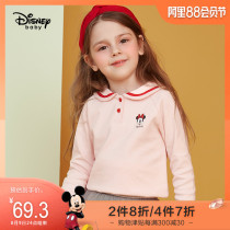 迪士尼宝宝童装中小童女童海军领长袖2019秋新品儿童卡通T恤洋气
