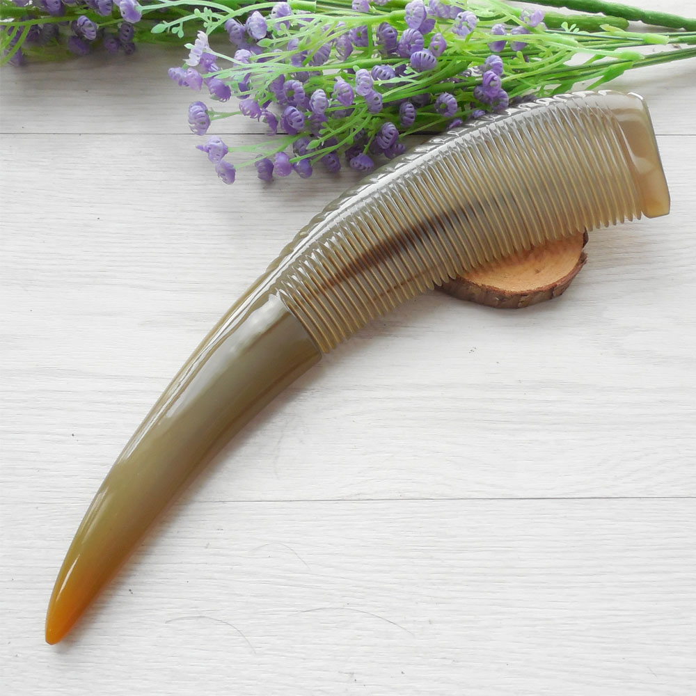 正品天然白水牛角梳手工老厚白水牛角梳子防脱发健康梳珍藏角尖版