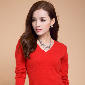 深v领针织衫毛衣 女
