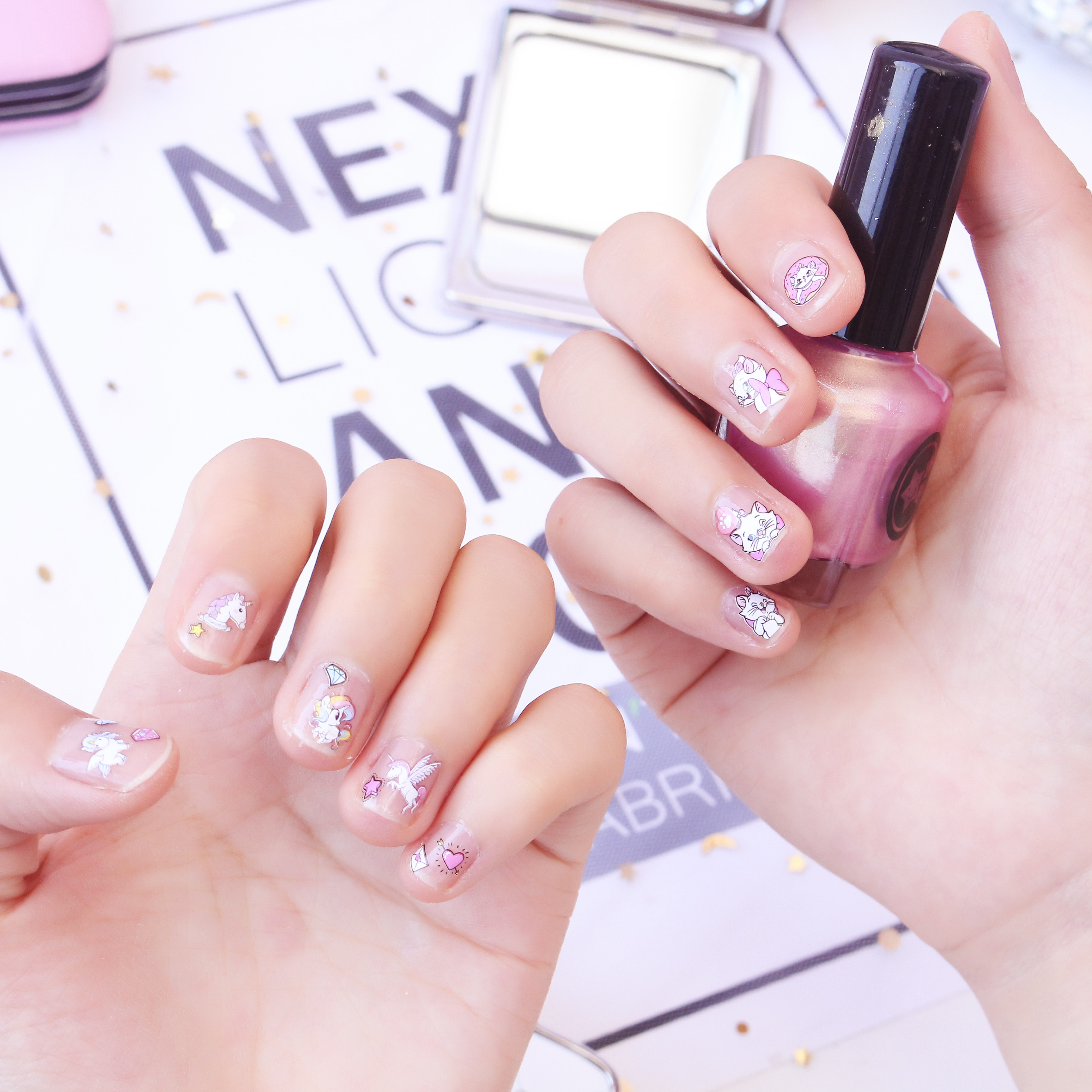 儿童卡通指甲贴宝宝女孩防水安全无毒美甲贴韩国公主小马指甲贴纸优惠