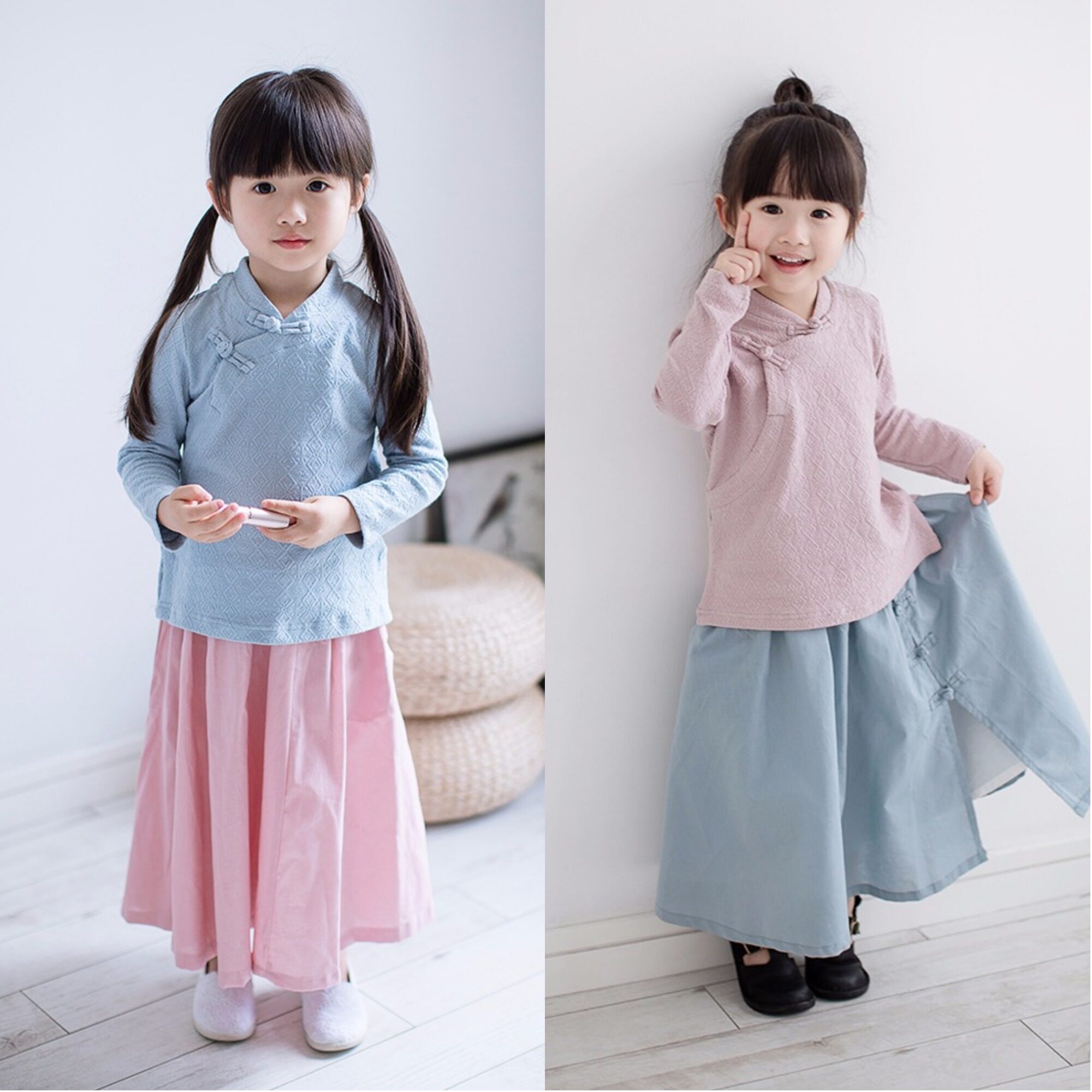 汉服女童秋冬_亲子汉服唐装秋冬女童宝宝立领复古中国风纯棉衬衫儿童