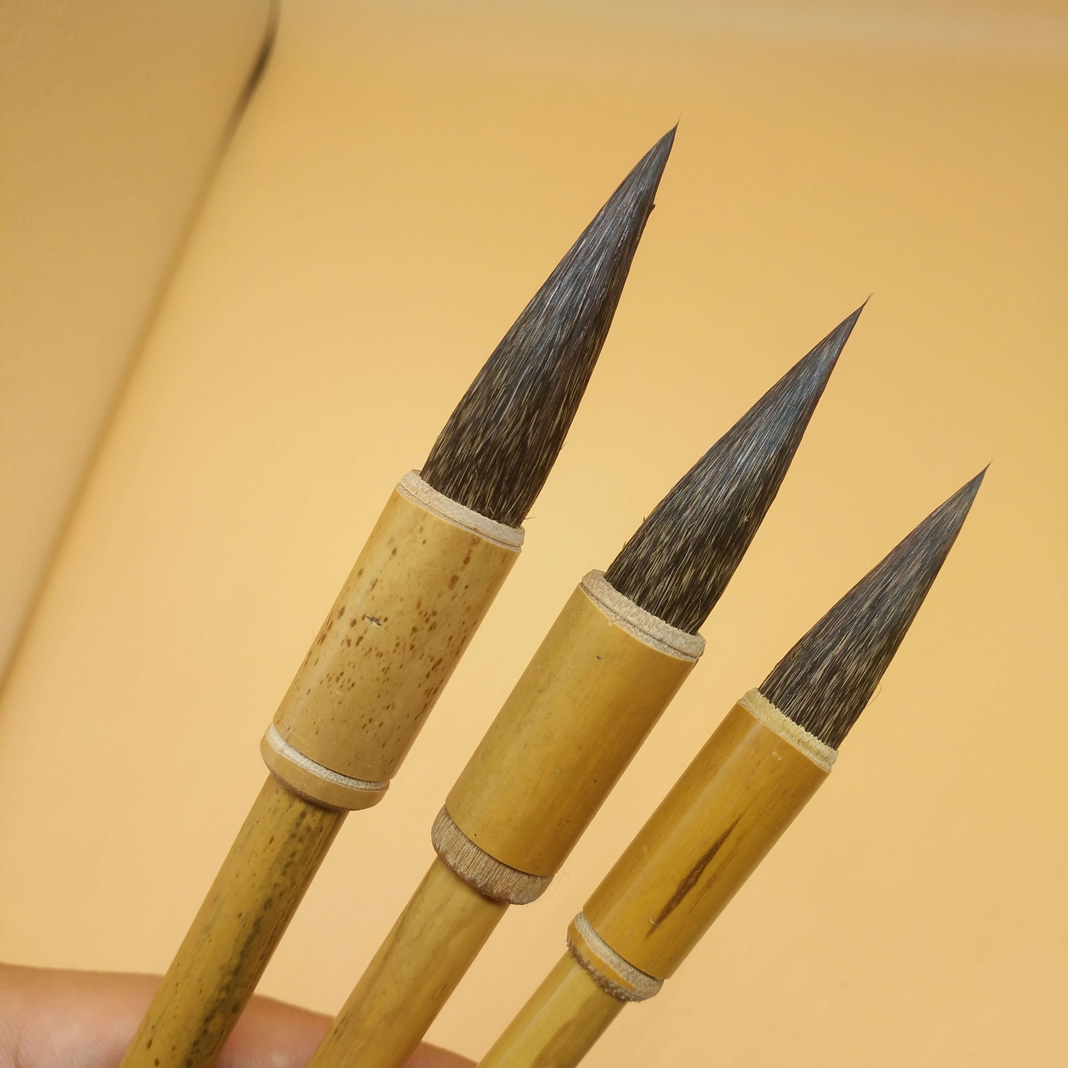 小楷毛笔_王羲之书法用笔 纯鼠须毛笔 书法毛笔套装 湘妃杆 大中小