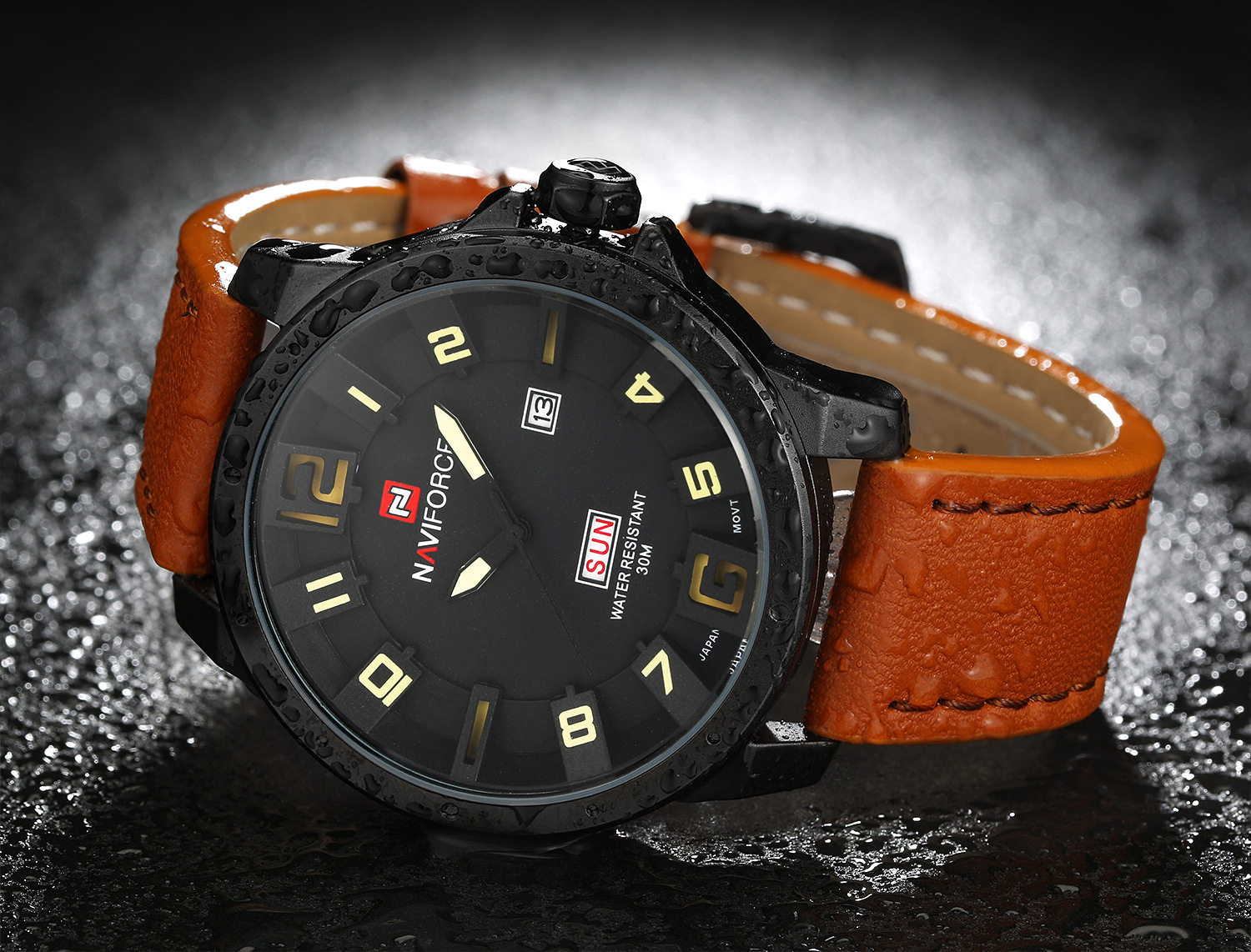 新naviforce手表 进口机芯男表 大表盘皮带休闲男表学生防水手表