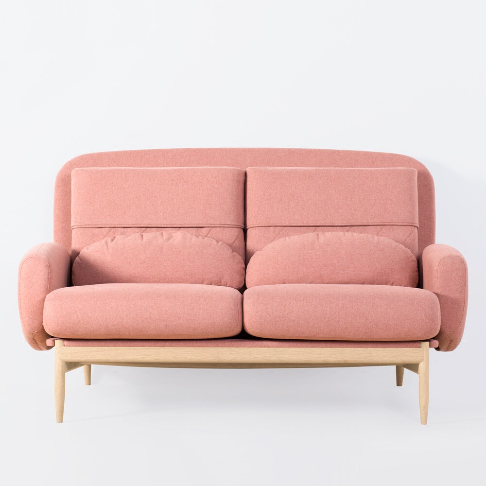 吱音 高领双人沙发北欧布艺小户型咖啡厅沙发客厅办公设计师家俱