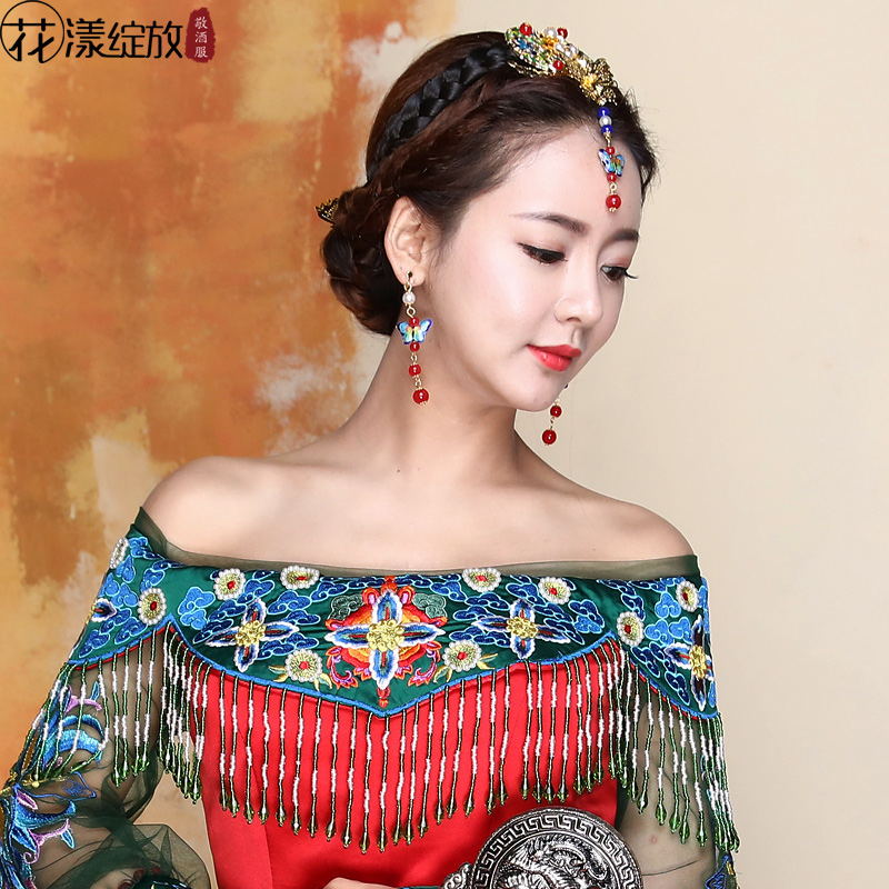 敬酒服新娘2018新款饰品古装头饰中式婚纱结