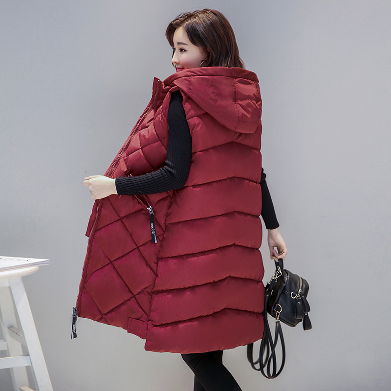 女士棉马甲女冬中长款冬季羽绒背心韩版长款马