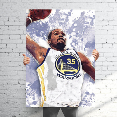 nba装饰有框挂画海报篮球明星艺术水彩实木简约凯文杜兰特勇士队