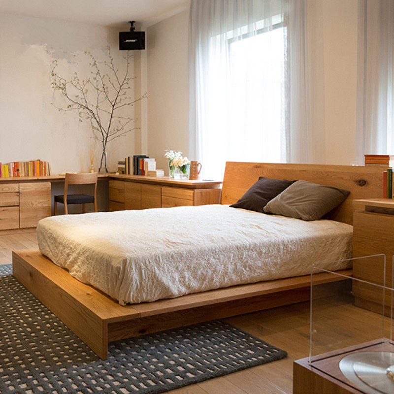 黑胡桃实木床橡木双人床婚床卧室家具日式实木床榻榻米木蜡油优惠券
