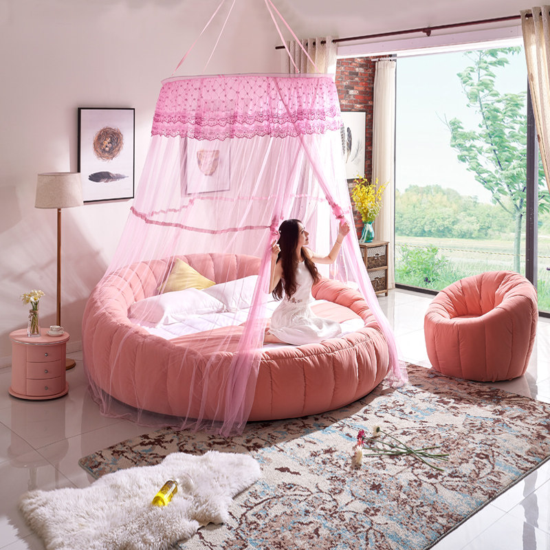 圆床双人床婚床简约现代公主床可拆洗布艺南瓜情侣圆形床优惠券