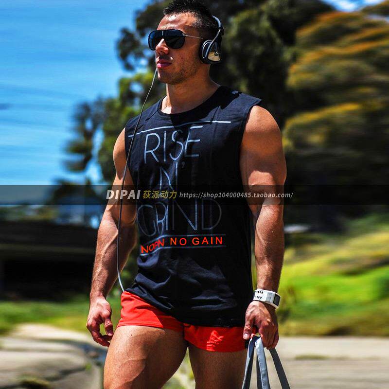 新款 男士开叉运动休闲背心 居家背心 沙滩背心 健身健美背心