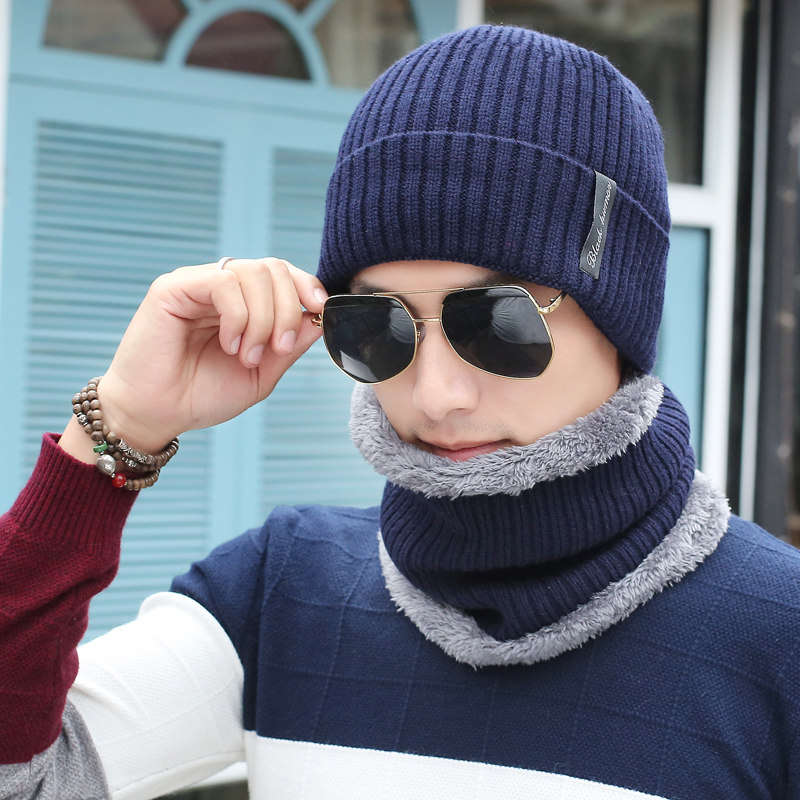 帽子男年轻人韩版潮时尚百搭加绒加厚骑车保暖冬天毛线针织帽冬季