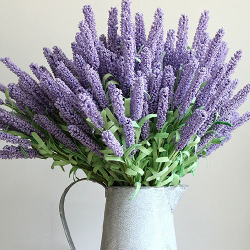 仿真薰衣草_12头普罗旺斯薰衣草仿真花假花户外室内客餐厅插花田园