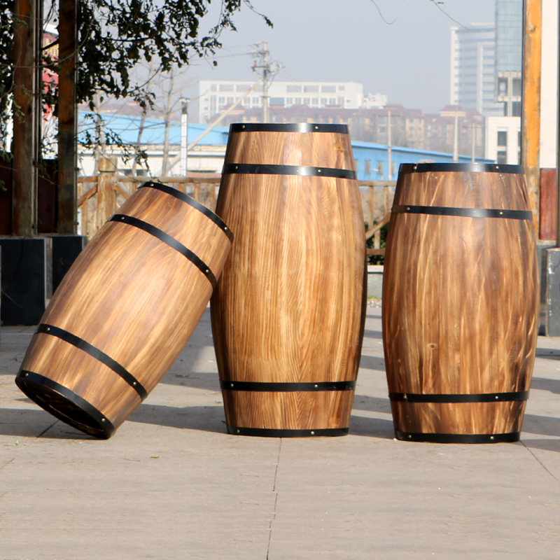 橡木桶酒桶实木装饰啤酒红酒桶摆件酒庄酒吧