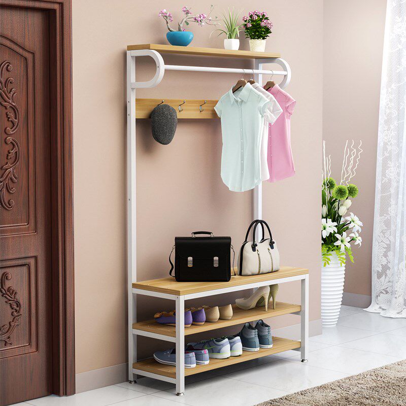 衣架鞋架组合 经济型_组合鞋架挂衣架衣服多功能客厅衣帽经济型一体