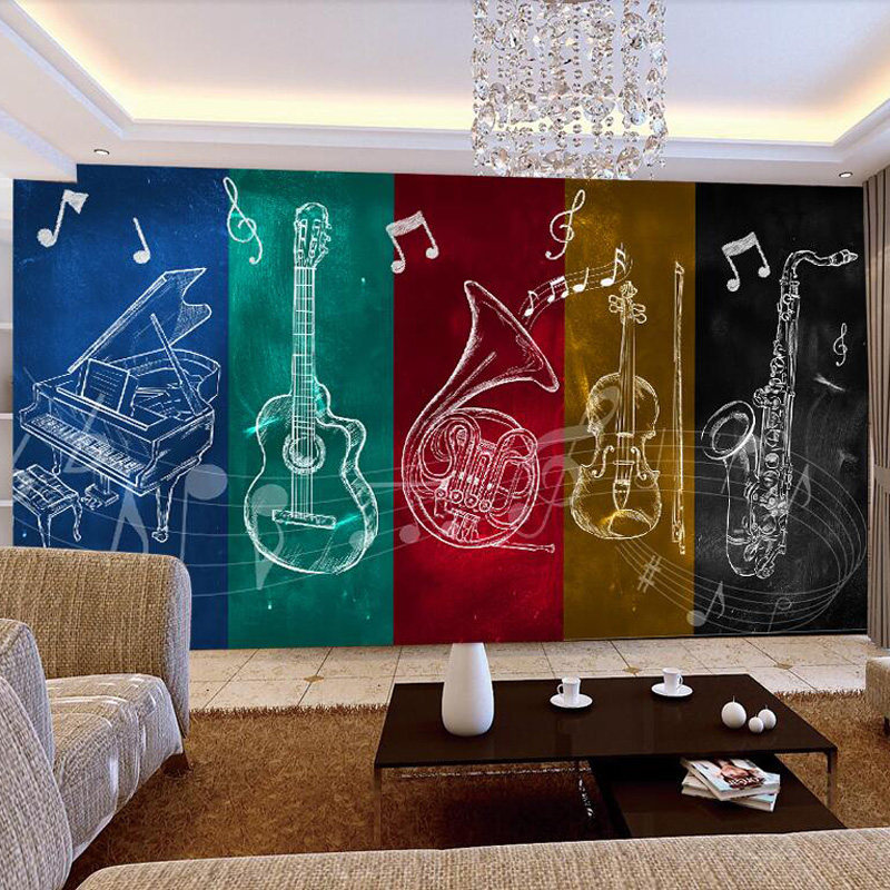 热销复古怀旧墙纸壁画_立体复古怀旧爵士钢琴壁画音乐主题餐吧餐厅