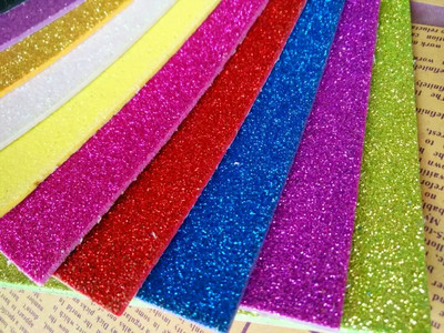 大张 加厚儿童diy手工材料纸 彩色闪光泡沫纸 亮光金粉海绵纸