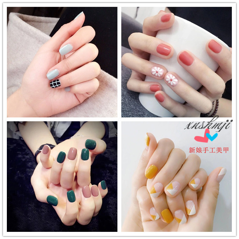 假指甲成品 少女短款简约 可穿戴美甲贴日常短款指甲防水持久现货