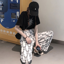 小女孩夏天INS原宿风街头嘻哈短袖t恤街舞休闲套装女学生两件套潮