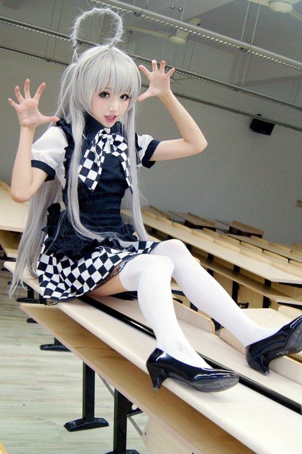 潜行吧奈亚子校园风cos服动漫cosplay服装女装黑白格子女仆女佣装