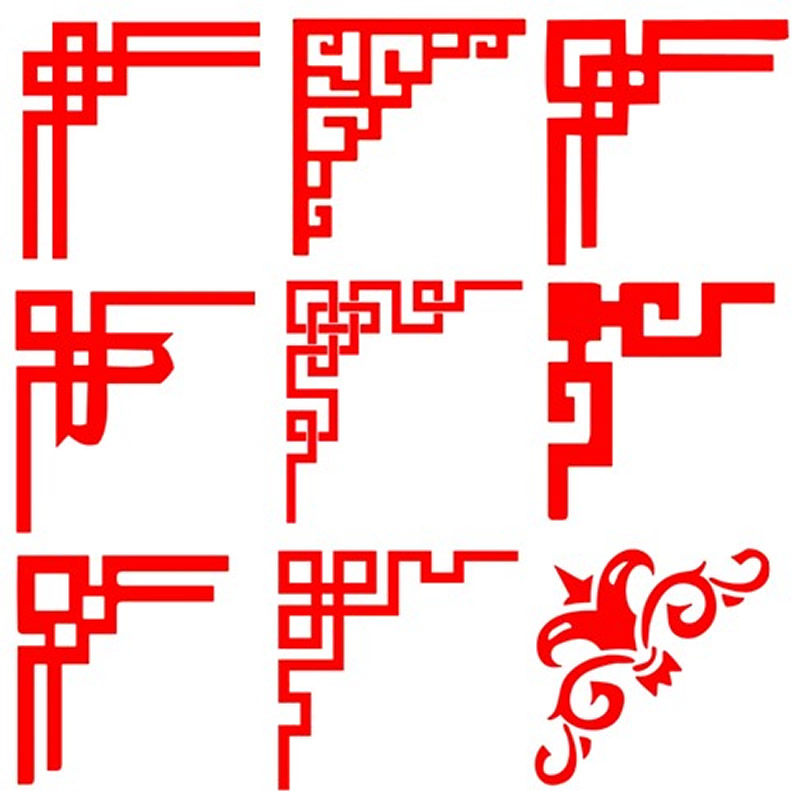 墙贴_大号镂空角花剪纸窗花不干胶pvc玻璃贴纸墙贴中式古典角花剪纸