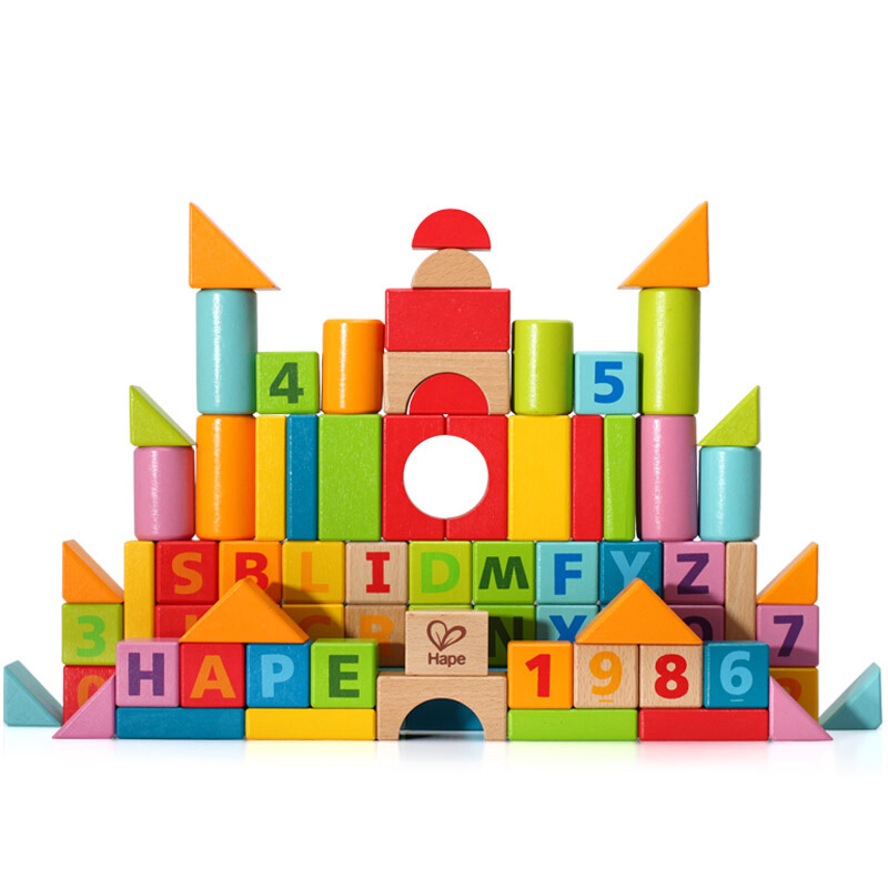 hape80粒娃娃木制益智宝宝婴儿积木玩具1-2-3新部编版风课件儿童图片