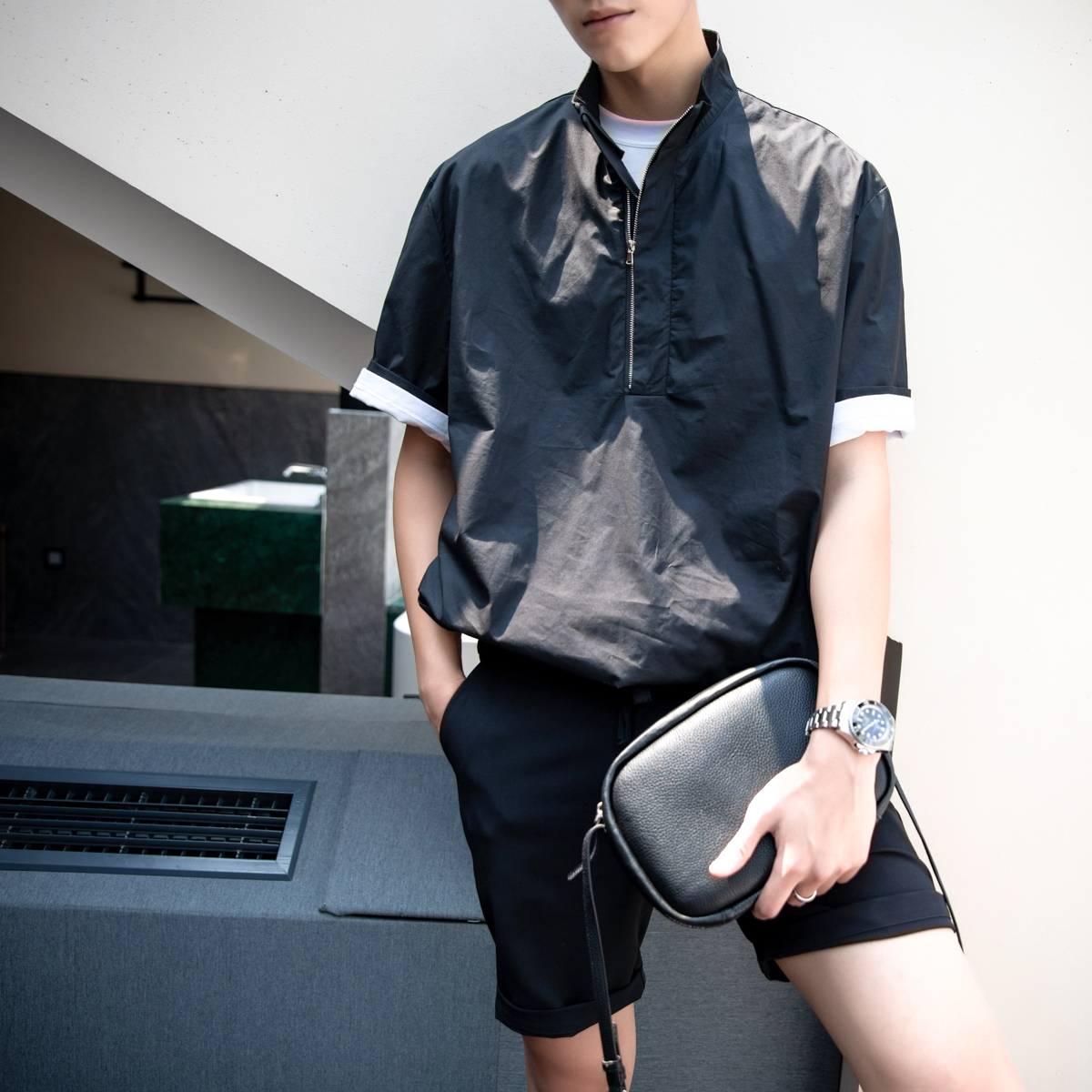 西西里男装chic韩风衬衫男休闲宽松男式个性