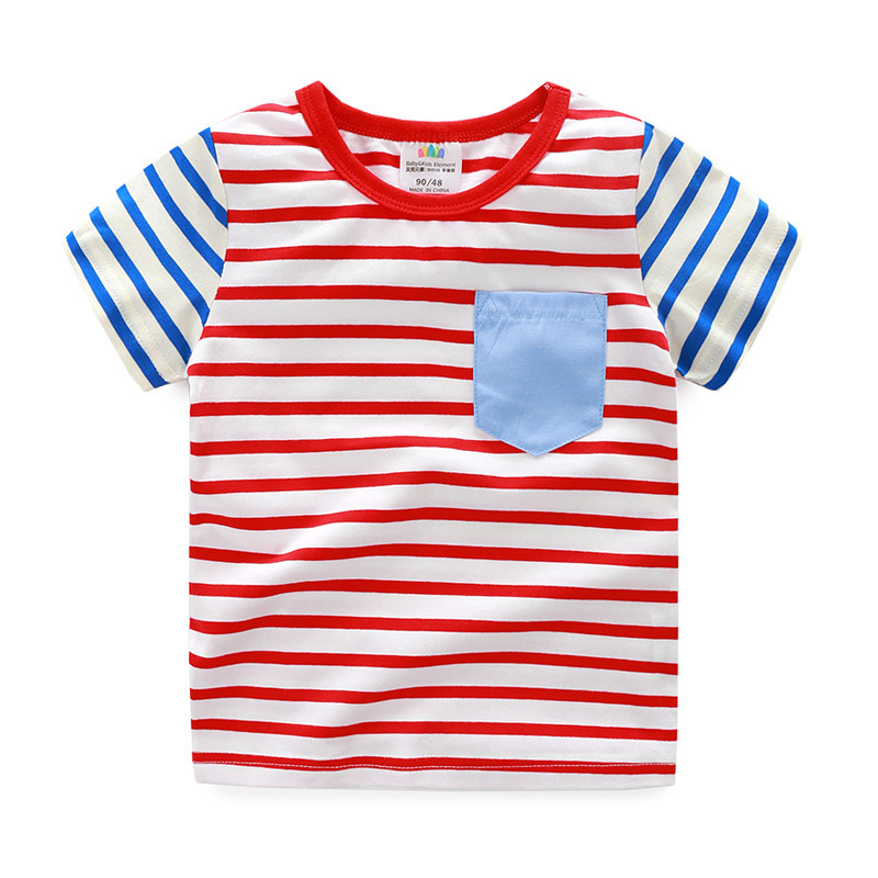 > 宝宝条纹短袖t恤 2018夏装韩版新款男童童装 儿童打底衫男tx-6602