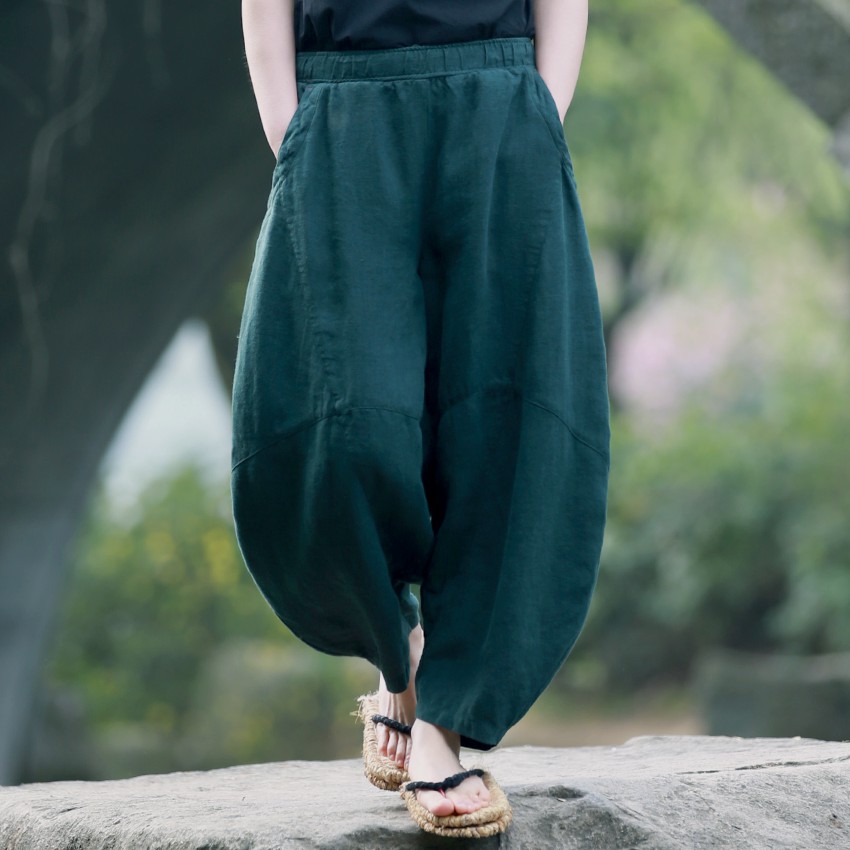 古石后原创亚麻灯笼裤民族风宽松秋复古女阔腿打座棉麻上衣搭配裤 ￥