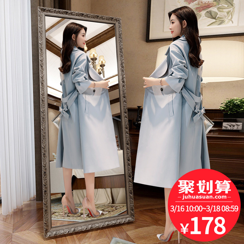 2018春装新款女装中长款风衣女薄款胖mm大码