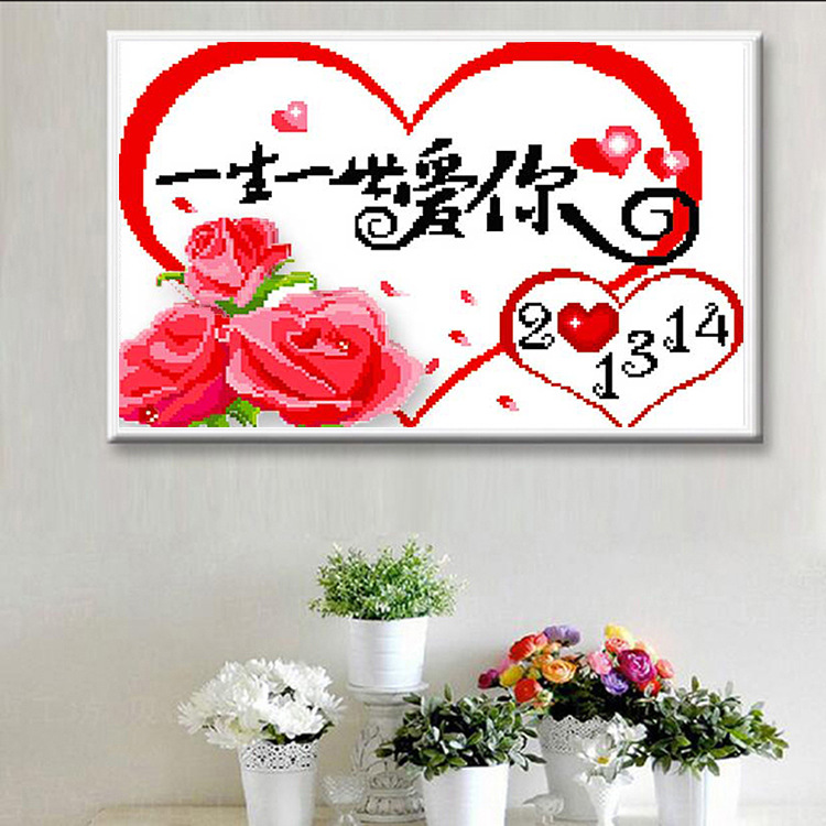 卧室 百年好合_钻石画婚礼结婚房新款一生一世爱情侣卧室浪漫点钻十字