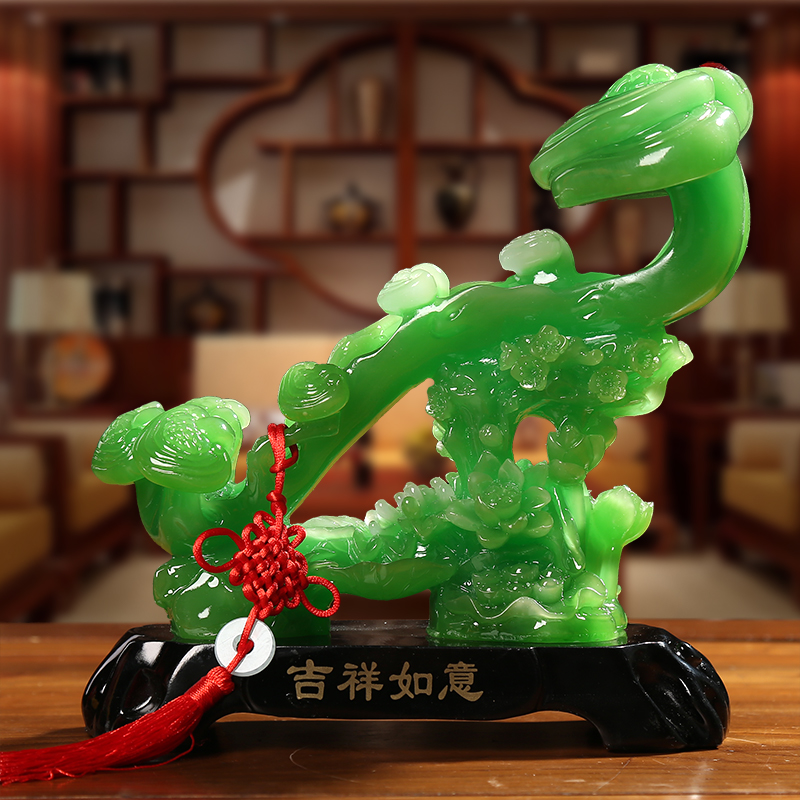 福善堂 玉如意摆件 吉祥家居电视柜装饰品 客厅玄关中式复古摆设