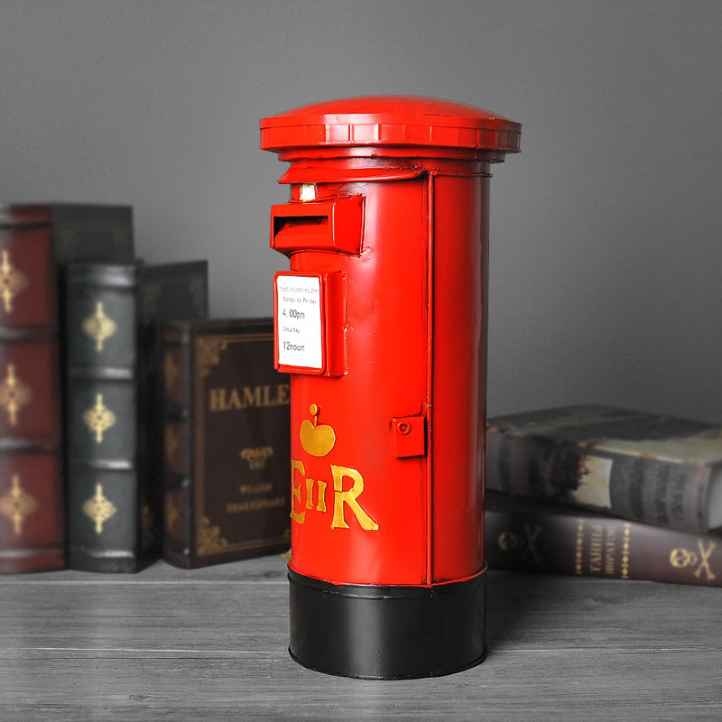 欧璟美 英伦复古铁皮邮筒模型摆设 咖啡厅酒吧怀旧装饰品摄影道具