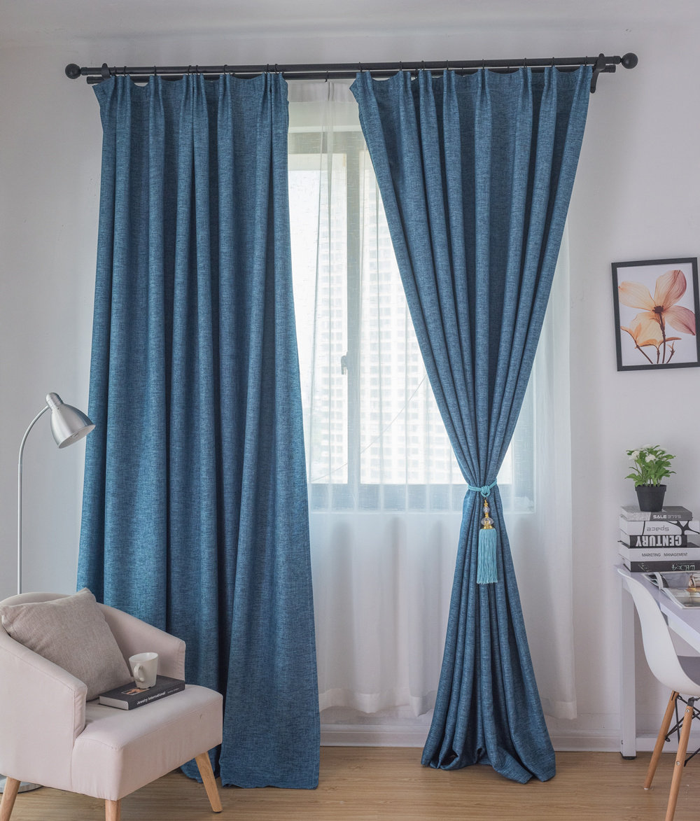 纯色棉麻风窗帘布料亚麻风现代简约定制成品窗帘纱客厅遮光