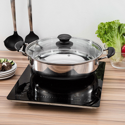 火锅锅具加厚加重不锈钢电磁炉锅汤锅火锅平底双耳做火锅煲汤熬粥