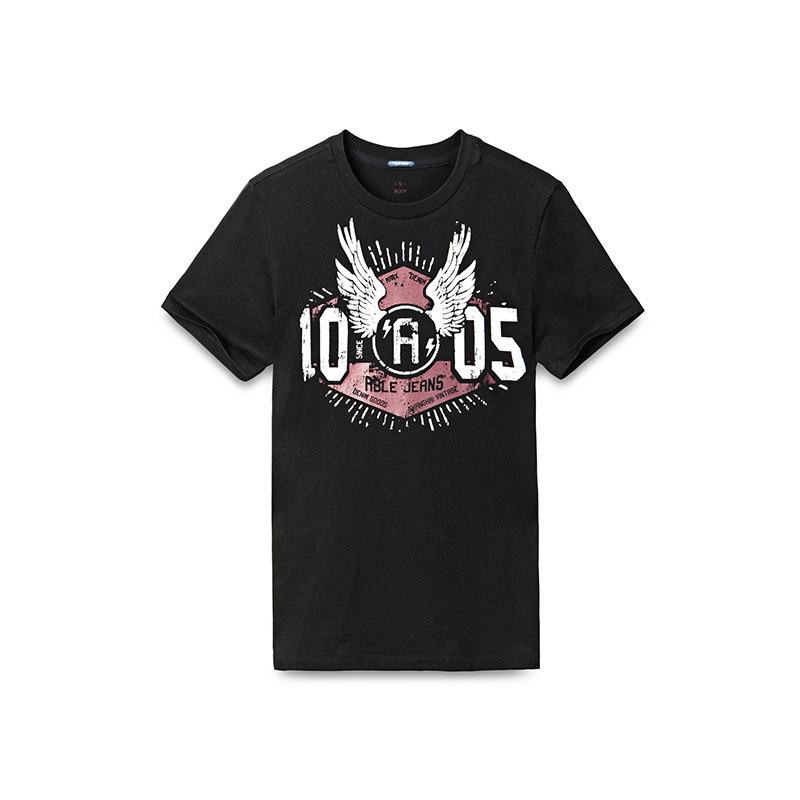 able jeans短袖t恤男士夏季新款打底衫摇滚风印花潮流体恤881122