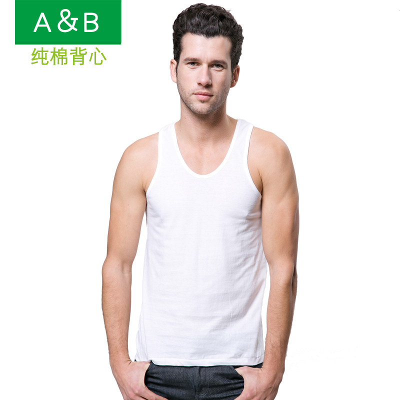 2件装男士背心打底纯棉ab内衣跨栏背心男丝光棉汗衫夏本命年红色