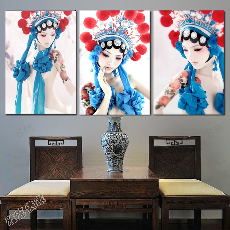 一折脸谱装饰画_火锅店饭店挂画酒店包厢壁画京剧脸谱装饰画花旦客厅