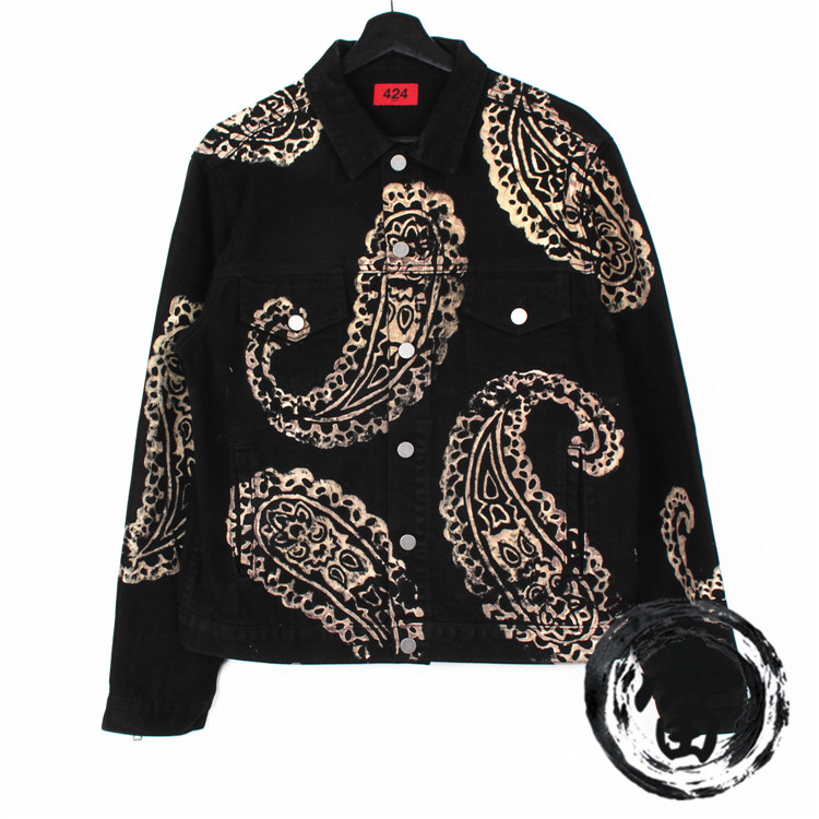 encore- 424高街风全手工拔染腰果花paisley印花外套夹克