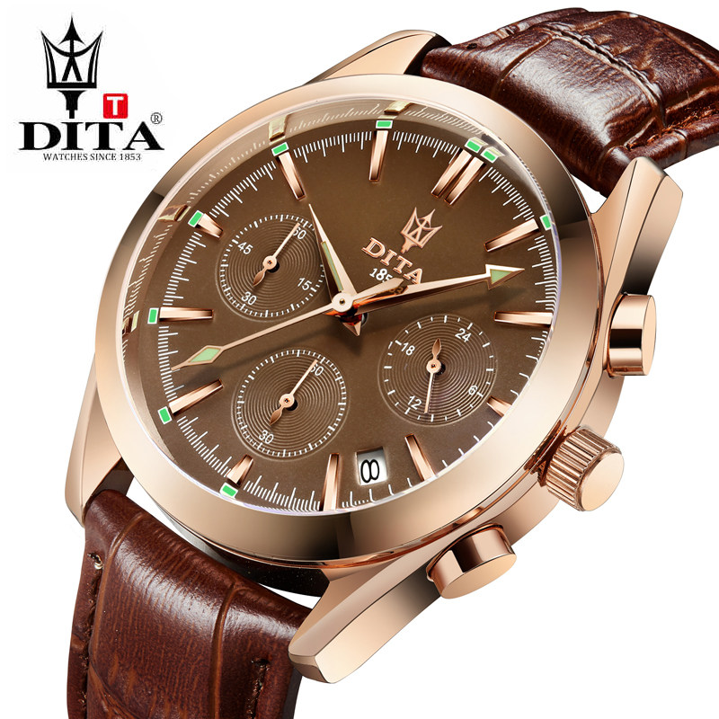 迪塔男士休闲手表男夜光防水男表皮带商务休闲学生潮流石英表