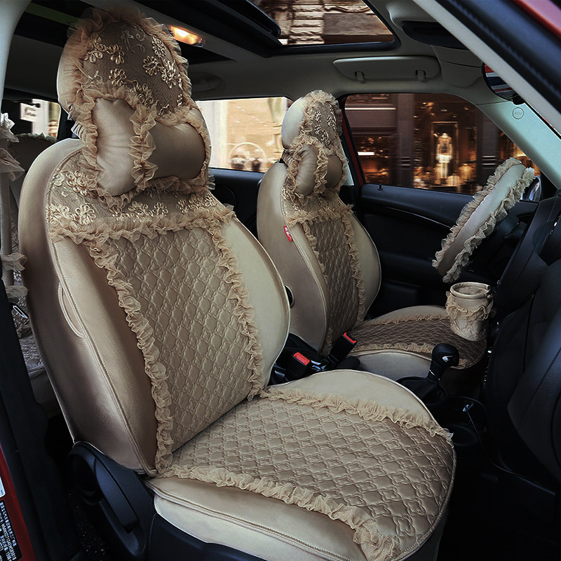 女汽车座套_定做汽车座套全包围座位套花边蕾丝坐垫套四季通用布艺