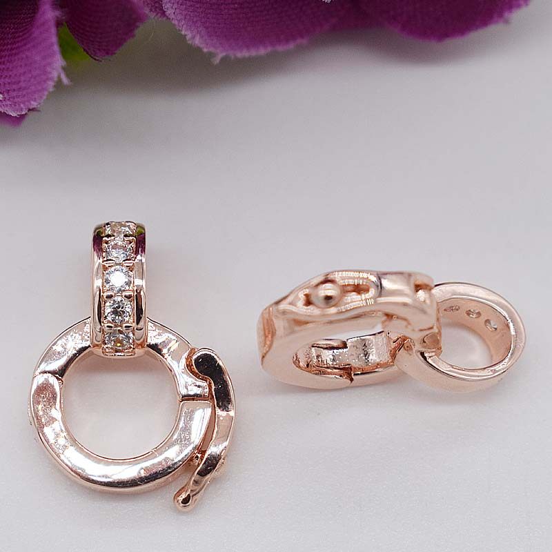 s925万能扣 手链项链银扣子diy饰品扣子吊坠扣 圆形扣挂钩纯银