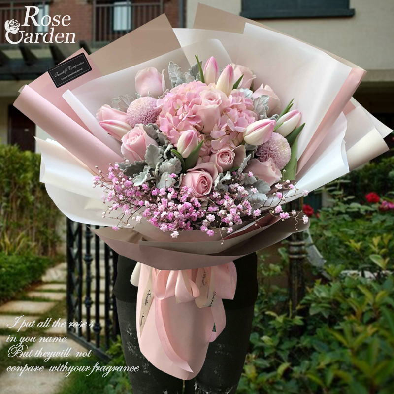 同城 生日_三八女神节杭州鲜花速递同城玫瑰花郁金香混搭花束生日花店