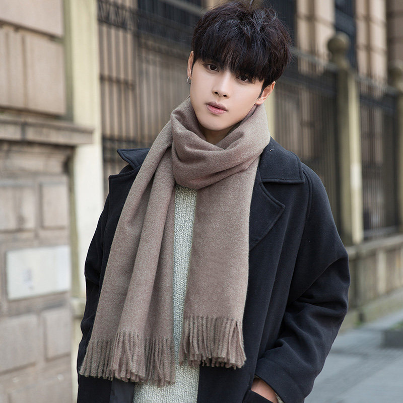 围巾男冬季韩版百搭简约男士加厚保暖长款高档